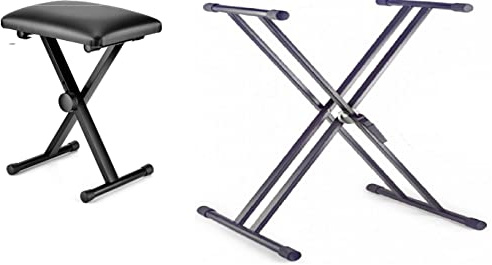 Sgabello/Panca + Stand Supporto a X per Piano e Tastiera Specter