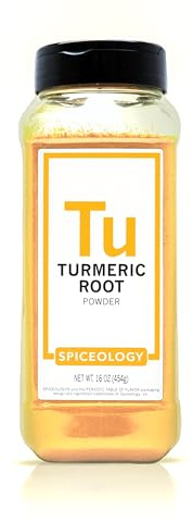 Spiceology – Turmeric Root Powder – Ground Turmeric Spice for Curries, Rice, Marinades, Golden Milk, Smoothies, and Spice Blends – Chef-Crafted, Fresh-Ground Haldi – 16 oz