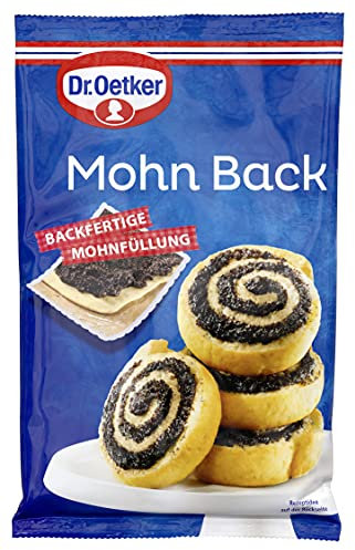 Dr. Oetker Mohn Back, 250 g, Füllung aus fein gemahlenem Blaumohn, zum Backen und Zubereiten von Torten, Kuchen & Desserts, sofort backfertig, vegan