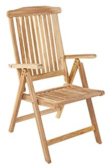 SAM Garten-Hochlehner Aruba, Gartenmöbel aus Teak-Holz, Klappstuhl ist 5-Fach verstellbar, Terrassen-Stuhl aus Holz, Teakholz-Möbel mit geschliffener Oberfläche