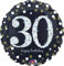Amscan 3212901 - Standard Folienballon Happy Birthday 30, Durchmesser circa 43 cm, Heliumballon, Geburtstag, Schwarz, Silber, Gold