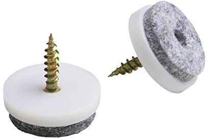 Champion Felt Gliders with Screw Ø 25 mm, White, Set of 8, 644246