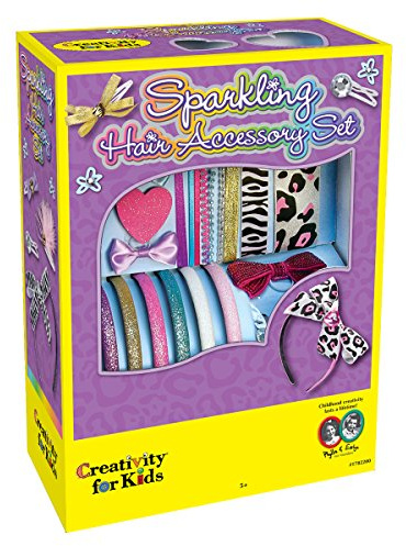 Creativity for Kids Sparkling Hair Accessory Set, Make Fashionable Hair Accessories, Teaches Beneficial Skills for Ages 7 and Up