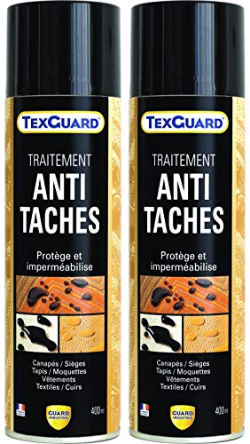 Guard Industrie - Traitement Antitaches TexGuard - Imperméabilisant Textile Hydrofuge, Incolore, Invisible - Tissu, Cuir, Synthétique, Daim - Fabrication Française - Aérosol - 400 ml - Lot de 2