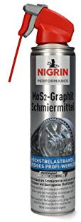 NIGRIN MoS2-HyBrid Schmiermittel mit Graphit, lange Wirkdauer, reduziert Reibungsverluste, 400 ml, 3 x 3 x 8 cm, weiß