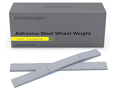 StanceMagic - 0.5oz 1/2oz - Gray Adhesive Stick On Wheel Weights, Easy Peel, Low Profile, Zinc Plated Steel Balancing Weights for Cars Bikes ATV UTV, 12 lb box (192oz), Contains 384 Pieces