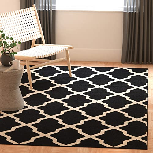 Safavieh Trellis Indoor Hand Tufted Rectangle Area Rug, Cambridge Collection, CAM121, in Black / Ivory, 91 X 152 cm for Living Room, Bedroom or Any Indoor Space
