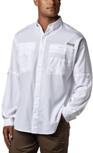 Columbia Men's Discontinued PFG Tamiami Ii Long Sleeve Shirt, White, X-Large