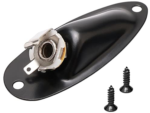 Jack Plate Boat Style Oval 0.25 Inches Guitar Pickup Output Input Jack Plug Socket Black for FD Strat Guitar