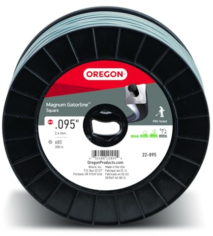 Oregon Magnum Gatorline 095 Trimmer Line Heavy Duty, Professional Square Weed Wacker String for Gas and Electric Grass Trimmer and Brushcutters, Fits Most Standard Models .095 x 685-Foot (22-895)