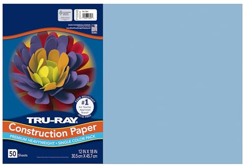 Tru-Ray® Construction Paper, 50% Recycled, 12 x 18, Sky Blue, Pack Of 50