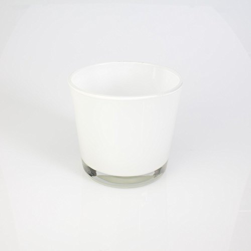 innaGLAS Petit Vase - Porte-Bougie Alena en Verre, Blanc, 10,5cm, Ø 11,5cm - Mini Vase en Verre - Photophore Rond