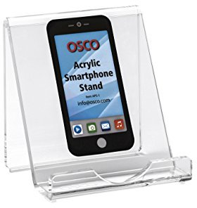 Osco Clear Acrylic Smartphone Dock Stand, Elegant Desk & Bedside Holder with Glass-Look Finish, Universal Mobile Compatibility, Non-Slip Feet, Compact 9×8.5×7.2 cm
