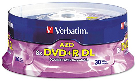 Verbatim DVD+R DL 8.5GB 8X with Branded Surface - 30pk Spindle - 96542, 30-Disc,Silver