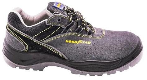 GOODYEAR - G138106C - Zapatos de Seguridad - Piel Serraje Gris - Alta Resistencia - Forro Antibacteriano - Plantilla Extraíble - Talla 45