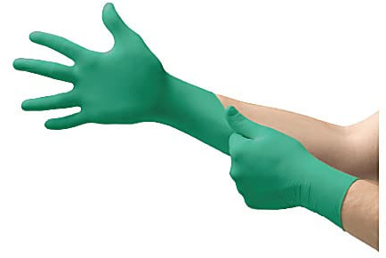 Ansell TouchNTuff 92-600 Disposable Nitrile Glove with Enhanced Chemical Splash Protection, Smooth, 4.7 mil, Powder-Free, Green, L