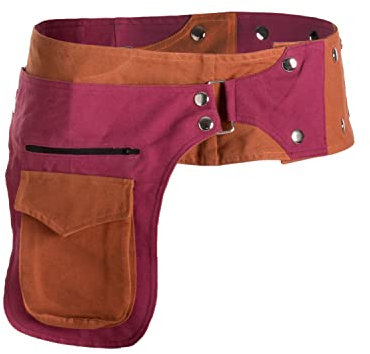 Vishes - Robuste Wende Bauchtasche mit Druckknöpfen - Zweifarbig dunkelrot-orange