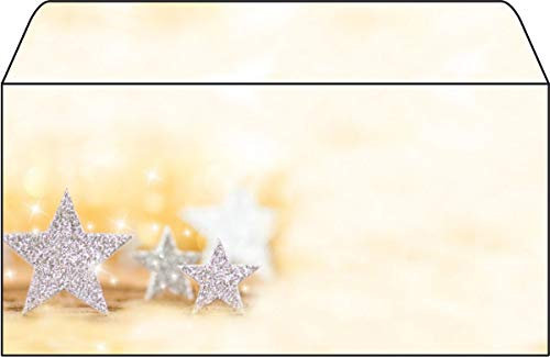 SIGEL DU035 Briefumschläge Weihnachten Glitter Stars, DIN lang, 50 Stück
