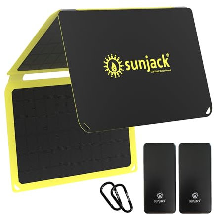 SunJack 25 Watt Foldable Solar Panel Kit, Includes 2X 10000mAh Power Banks