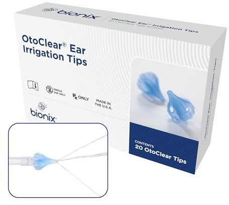 Bionix – OtoClear öronbevattningsspetsar, öronvaxborttagningsspetsar, bekväma, lättanvända, par med Bionix öronrengöringsvattensystem, för säker öronvaxborttagning (20 stycken)