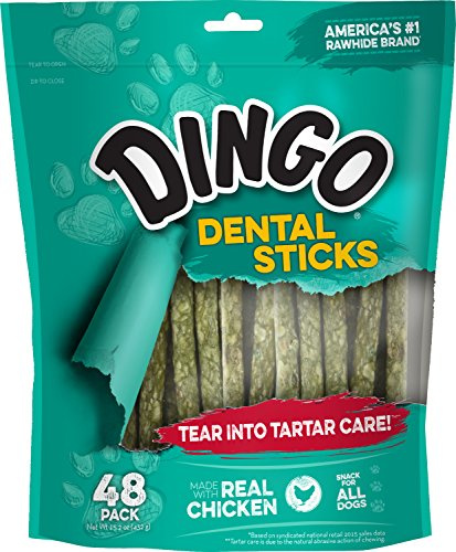Dingo Dental Sticks Dog Treats With Real Chicken & Parsley, 48 Count