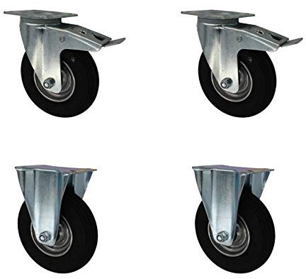 Set 200 mm Luftbereifte Räder Rollen Transportrollen Lenkrollen Bockrollen TK 300 kg