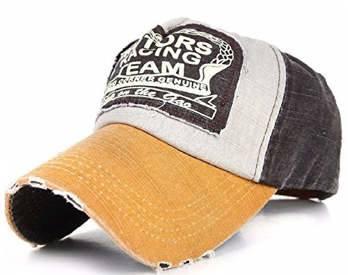 Morefaz Unisex Baumwolle Baseball Cap Mütze Motors Racing Motorcycle Baseballkappe Snap Back MFAZ Ltd (L/XL, Brown Yellow)