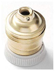 PORTALAMPADE E27 IN METALLO CON GHIERA IN PORCELLANA ANTICHIZZATO