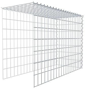 GABIONA Cesta de piedra de gavión rectangular, malla de 5 x 10 cm, profundidad de 40 cm, cesta de cultivo tipo 4, cierre de espiral, galvanizado (100 x 70 x 40 cm)