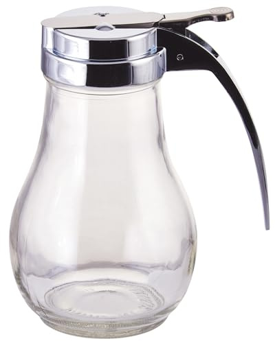 Winco 14 oz Clear/Silver Glass Syrup Dispenser (Set of 12) | Controlled dispensing, Syrup, Honey, Sauces, Condiments and Breakfast Service