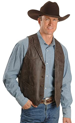 Scully Men's Whipstitch Lamb Leather Vest Brown