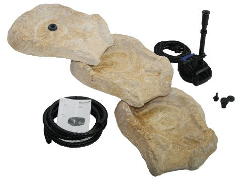 Wasserkaskaden - Cascada prefabricada para jardín (Eder, 5 Piezas, Incluye Bomba y Manguera, 53 x 40 x 8 cm), Color marrón y Beige