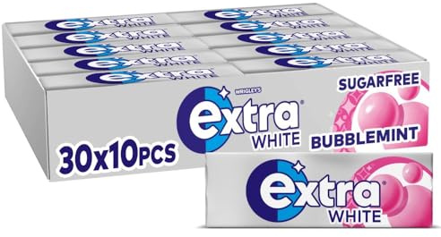 Extra White Chewing Gum, Sugar Free Bubblemint, Pack of 30