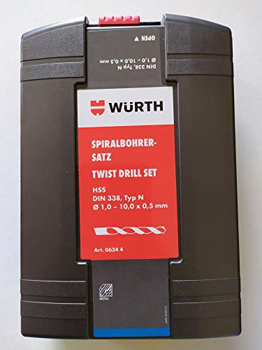 Würth Spiral Bohrer Set 19 tlg. HSS DIN Typ N 338 Sortiment Box Twist Drill Set 06344