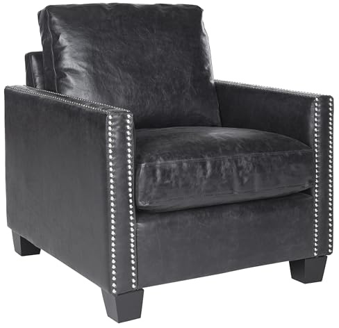SAFAVIEH Mercer Collection Horace Club Chair, Antique Black