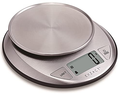 Exzact Elektronische Küchenwaage mit Großer Anzeige - Flüssigkeitsvolumen Messfunktion/Auto-Zero/Tare - 5kg/11lb