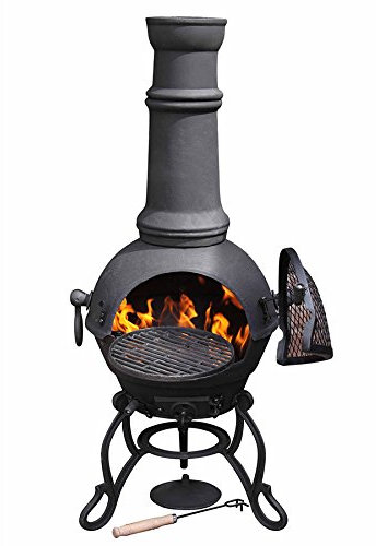 Gardeco Toledo Cast Iron Chimney, Black, 41.5 x 41.5 x 115 cm