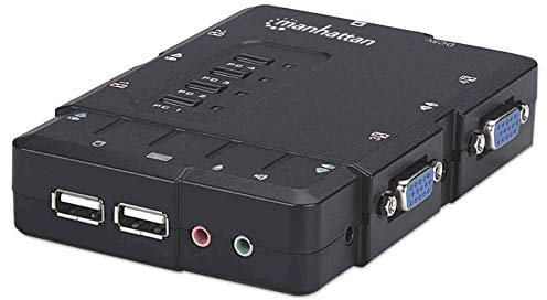 Manhattan 4-Port Kompakt-KVM-Switch mit Audio (USB mit Kabeln und Audiounterstützung) 151269
