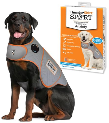Thundershirt Chaqueta Deportiva para la ansiedad para Perros, Chaleco de solución calmante Recomendado por Veterinarios para Fuegos Artificiales, truenos, Viajes, separación, Platino, Talla XXL