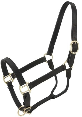 Tough 1 Royal King Leather Stable Halter, Black