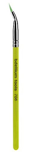 Bdellium Tools Professional Makeup Brush - Green Bambu Series 708 Bent Eyeliner - With Soft Synthetic Fibers, For Smooth Application (Green, 1pc)
