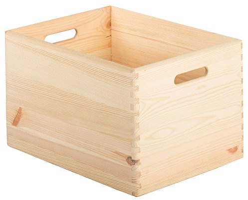 Astigarraga Caja de almacenaje de madera maciza de pino sin tapa 23x40x30cm