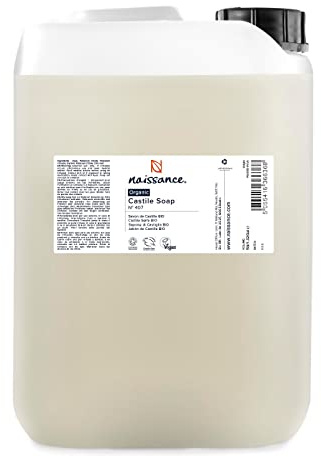 Naissance Liquid Castile Soap (No. 407) - 5 Litres - Natural Certified Organic Fragrance Free - Vegan, SLS and SLES Free