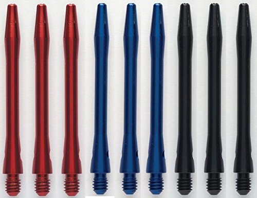 3 Sets of Winmau Aluminum Dart Shafts (9 Shafts) (Red/Blue/Black, Medium)