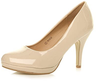 AJVANI Womens Ladies mid high Heel Platform Party Work Evening Party Prom Wedding Bridal Court Shoes Pumps Size.