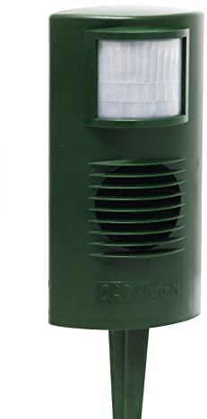 WilTec Catwatch Répulsif à ultrasons pour Chats - 120 x 60 x 230 mm - pour 125 m² - avec câble 10 m, détecteur de Mouvement à Distance de Jusqu’à 12 m - Protection Anti-Animaux