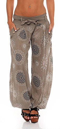 Malito Harem Pantaloni con Estivo Print Boyfriend Aladin Sbuffo Pantaloni Pump Baggy Yoga 3481 Donna Taglia Unica