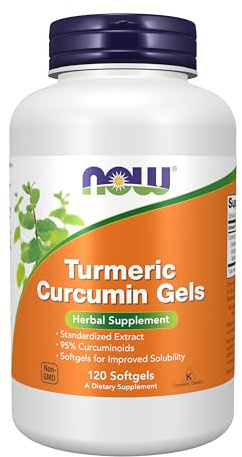 NOW Supplements, Tumeric Curcumin (Curcuma longa) Gels, Standardized Extract, Herbal Supplement with 95% Curcuminoids, 120 Softgels