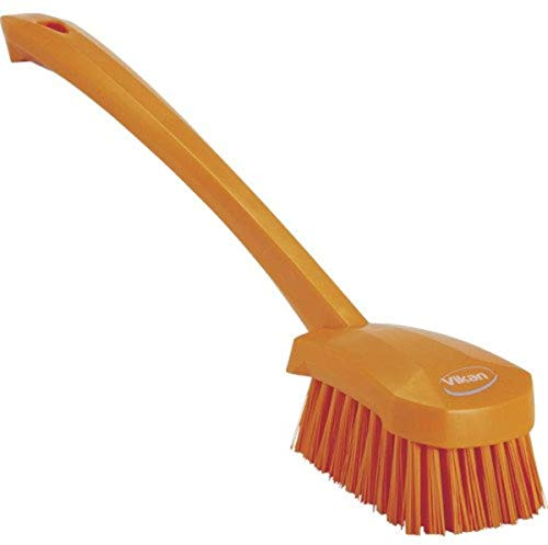Vikan 41867 Hand-Held Hand Brush, Polypropylene, Polyester Bristle, 15-3/4, Orange