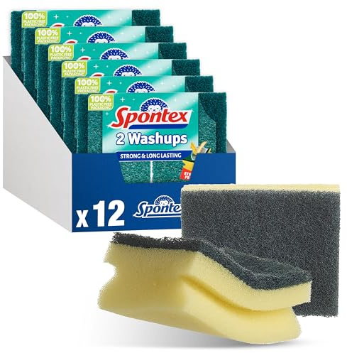 Spontex Washups Sponge Scourers - Pack of 6, Total 12